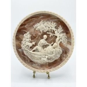 INCOLAY STONE CAMEO PLATE COLLECTIBLE "A THING OF BEAUTY" JOHN KEATS 3D